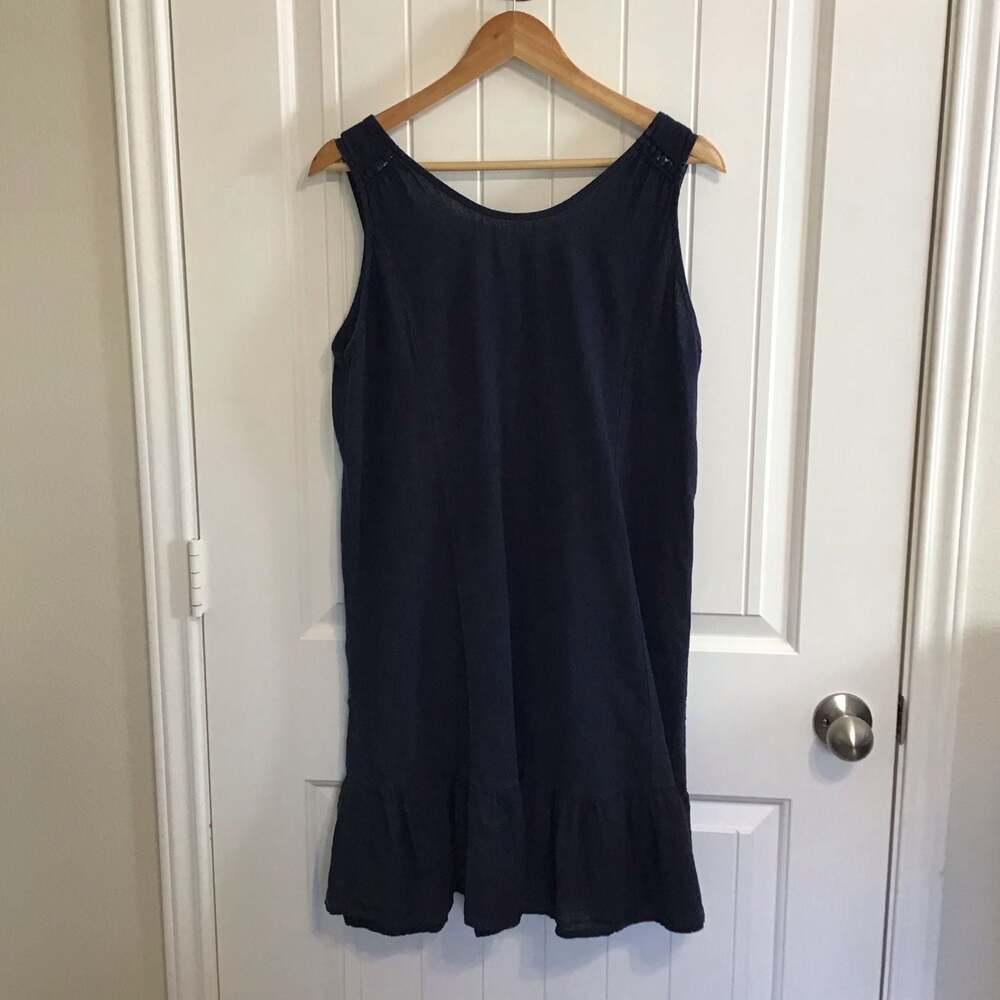 Terzo Millennio Made in Italy Sleeveless Ruffle Hem Linen Dress Large Chic